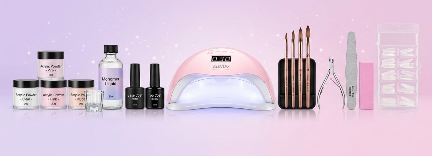 Kit profesional de uñas: lámpara, esmaltes y herramientas